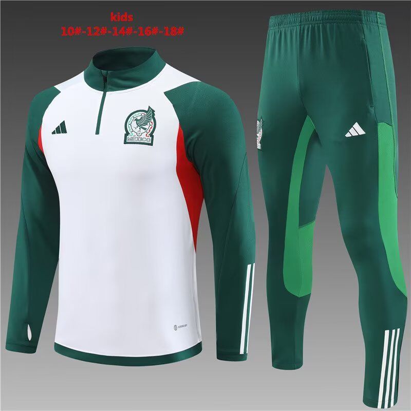 Kids Mexico 22/23 Tracksuit - White/Green